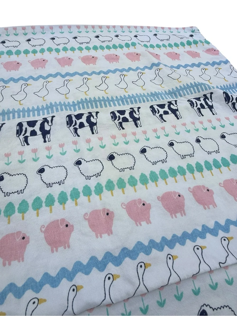 Vintage 1986 Stevens Farm Animal Pillowcases Set of 2 Cotton USA Standard